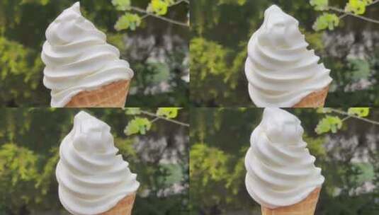 夏日绿植背景冰淇淋转高清在线视频素材下载