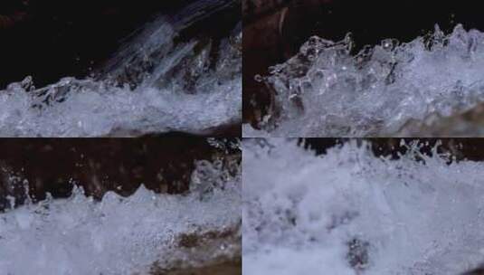 水流微距升格摄影泉水河流溪流水花高清在线视频素材下载