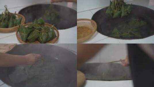 煮粽子 端午节 吃粽子过端午高清在线视频素材下载