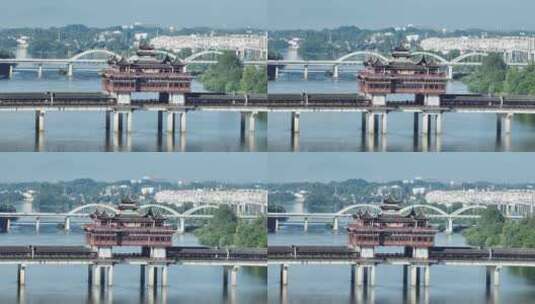 安徽黄山市文峰桥航拍高清在线视频素材下载