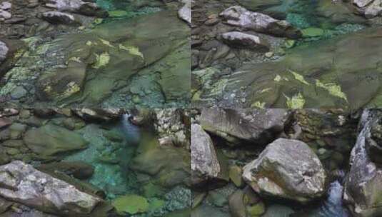 航拍山涧清澈溪流高清在线视频素材下载