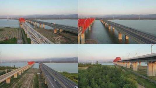 京张高铁和高速上车辆航拍镜头高清在线视频素材下载