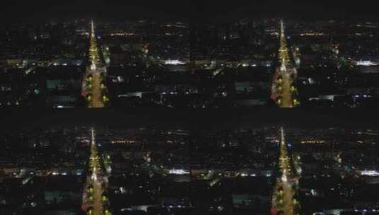 城市大道夜景交通车辆行驶航拍高清在线视频素材下载