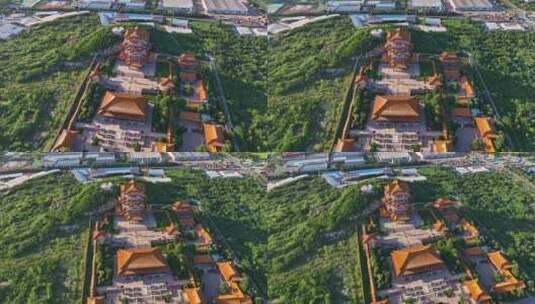 航拍徐州经济技术开发区宝莲寺佛教文化景区高清在线视频素材下载