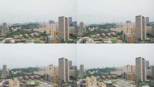 日出大厦高楼济南市绿地中心济南大城市高清在线视频素材下载