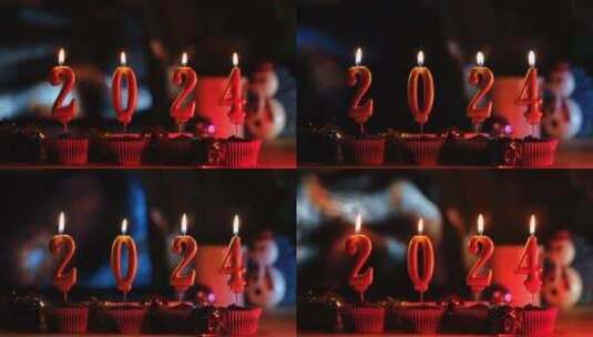 2024年新年蜡烛高清在线视频素材下载