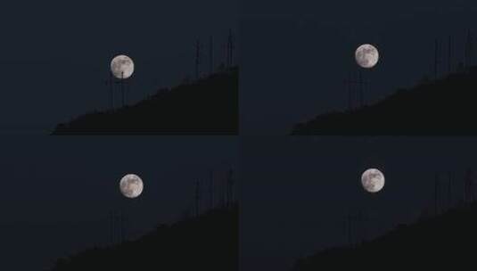 农村山坡上升起的月亮高清在线视频素材下载