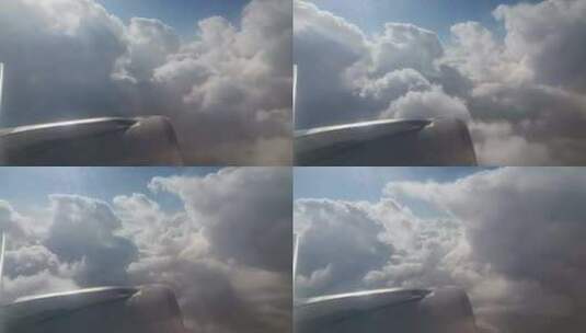 航拍飞机发动机与天空云海高清在线视频素材下载