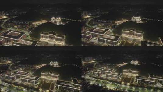 深圳光明校区中山大学夜景航拍学校建筑风光高清在线视频素材下载