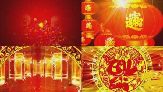 新春歌舞喜庆舞台LED背景高清在线视频素材下载