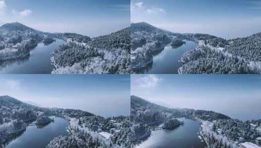 庐山如琴湖雪后初霁航拍延时高清在线视频素材下载