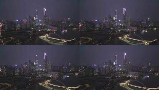 广州珠江新城城市夜景航拍【4K60】高清在线视频素材下载