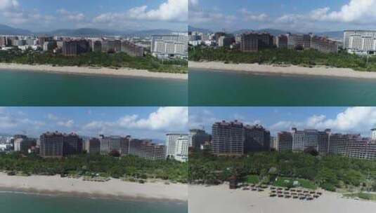 三亚湾铂尔曼酒店航拍高清在线视频素材下载