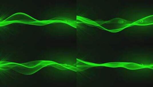 绿色抽象粒子波背景环V4高清在线视频素材下载