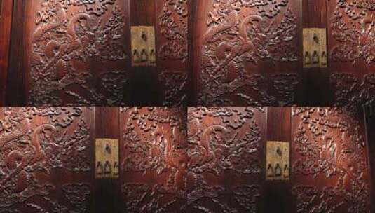 古代家具 清代紫檀木雕云龙纹大方角柜高清在线视频素材下载