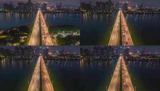 惠州_惠州大桥_夜景航拍003高清在线视频素材下载