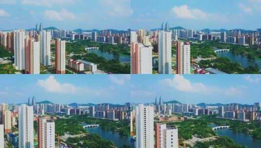 航拍枣庄龙潭公园延时摄影高清在线视频素材下载