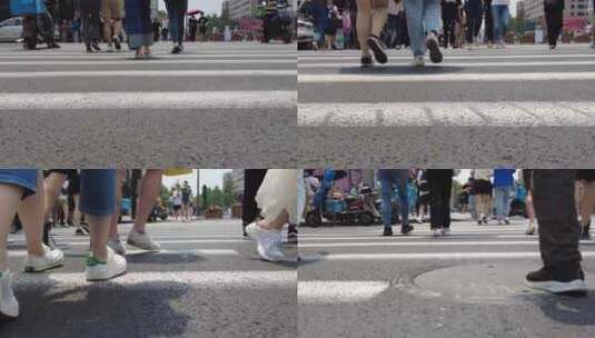城市行人过马路脚步高清在线视频素材下载