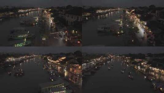 越南航拍旅行河流街道古镇高清在线视频素材下载
