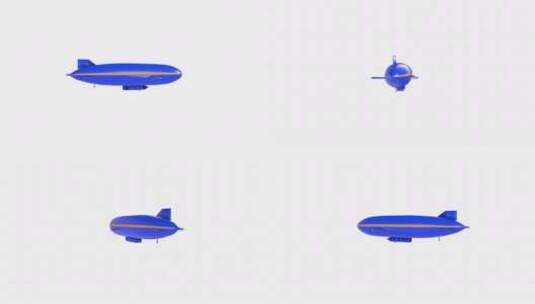 蓝色飞艇在白色背景上循环旋转高清在线视频素材下载