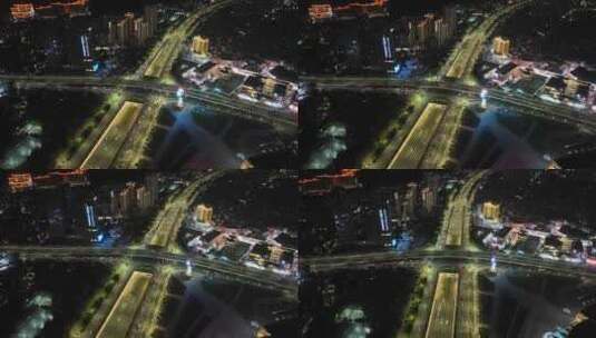 夜晚城市道路航拍城市交通车流夜景街道风光高清在线视频素材下载