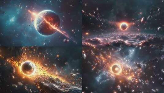 宇宙行星碰撞大爆炸科幻高清在线视频素材下载