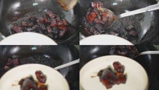 铁锅里的红烧肉高清在线视频素材下载