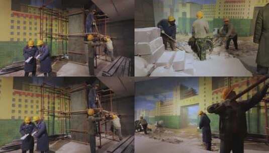 八十年代九十年代城市建设工地工作场景高清在线视频素材下载