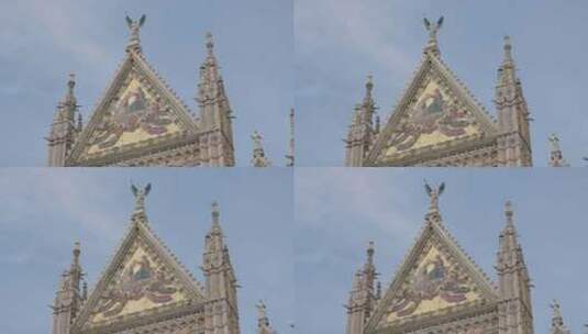 历史悠久的锡耶纳大教堂山顶，配有天使雕像高清在线视频素材下载