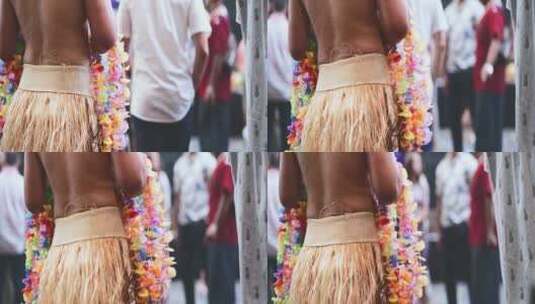 夏威夷宴会上穿着草裙的人高清在线视频素材下载
