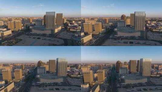内蒙古呼和浩特市中心航拍4k延时摄影高清在线视频素材下载