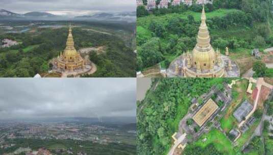 瑞丽市总佛寺航拍高清在线视频素材下载