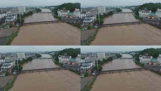 2024年6月下旬黄山市暴雨后洪水来袭高清在线视频素材下载