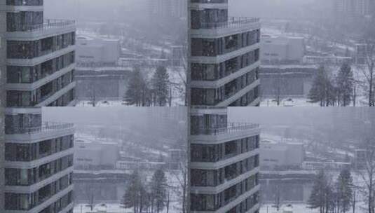 降雪，建筑物，温哥华，大都会高清在线视频素材下载