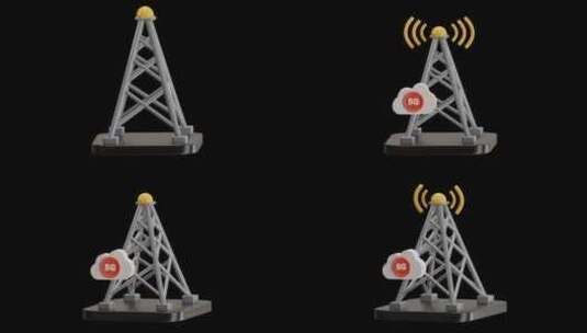 展示云网络塔的3D动画|阿尔法频道高清在线视频素材下载