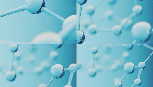 蓝色背景的化学分子，3d渲染。高清在线视频素材下载