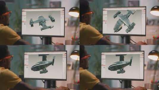 3D设计师为视频游戏创建飞机模型高清在线视频素材下载