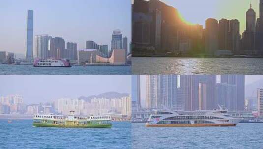 香港维多利亚港城市建筑景观高清在线视频素材下载