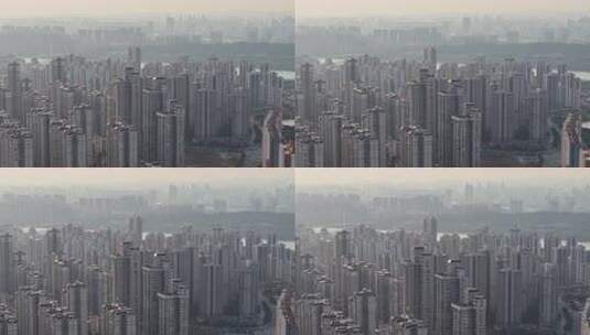 广西南宁城市密集高楼建筑航拍高清在线视频素材下载