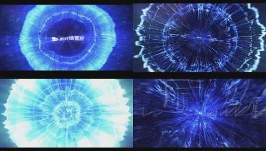 蓝色明亮粒子爆炸科技感logo演绎高清AE视频素材下载