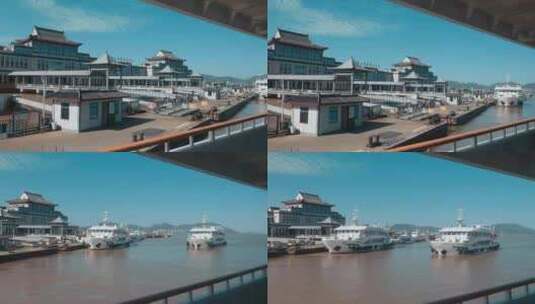 浙江旅游舟山群岛朱家尖码头乘船海面风景高清在线视频素材下载