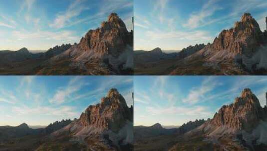 日落时意大利阿尔卑斯山Tre Cime高清在线视频素材下载