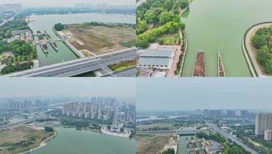 航拍濮阳市 引黄灌溉工程高清在线视频素材下载
