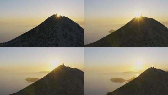 山顶晨曦的微光高清在线视频素材下载