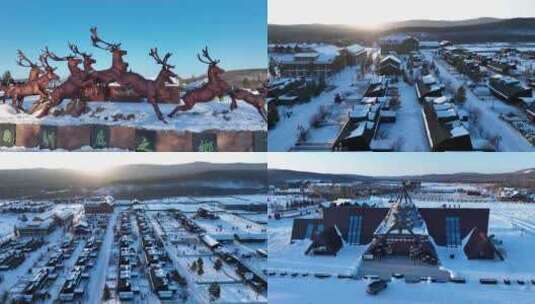 敖鲁古雅鄂温克族乡雪景合集高清在线视频素材下载