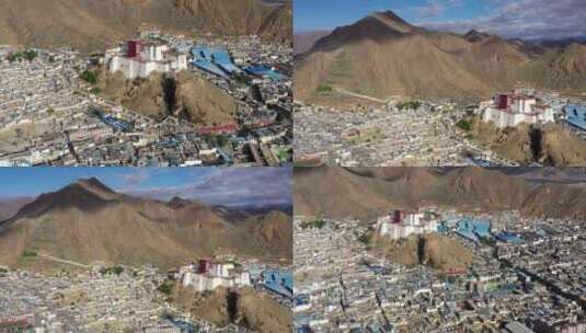 西藏日喀则市 小布达拉宫桑珠孜宗堡 航拍高清在线视频素材下载