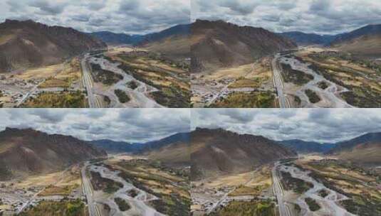 西藏公路航拍高清在线视频素材下载