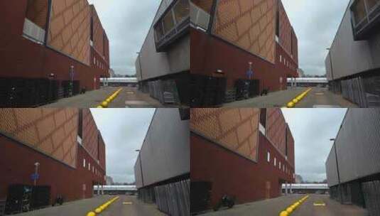 阿姆斯特丹Noord的红色砖石仓库和灰色高清在线视频素材下载