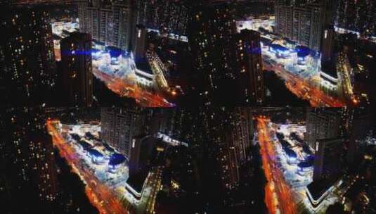 航拍夜晚世茂广场高清在线视频素材下载