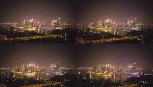 4K重庆渝中区全景夜景长江风光航拍视频高清在线视频素材下载